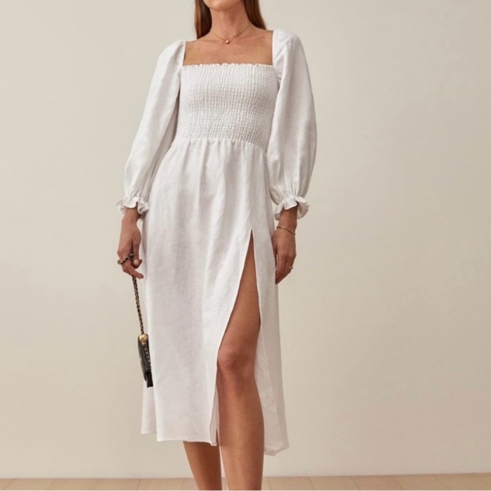 NWT Reformation Gitane in White Linen Puff